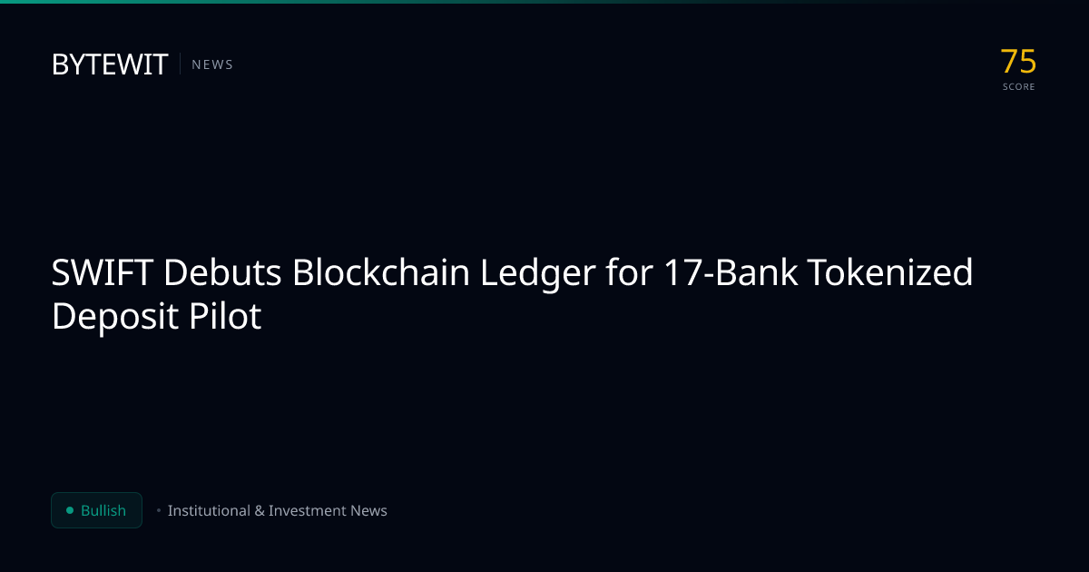 Oracle Integrates With Swift Ledger to Connect Tokenised Deposits to Payment Networks